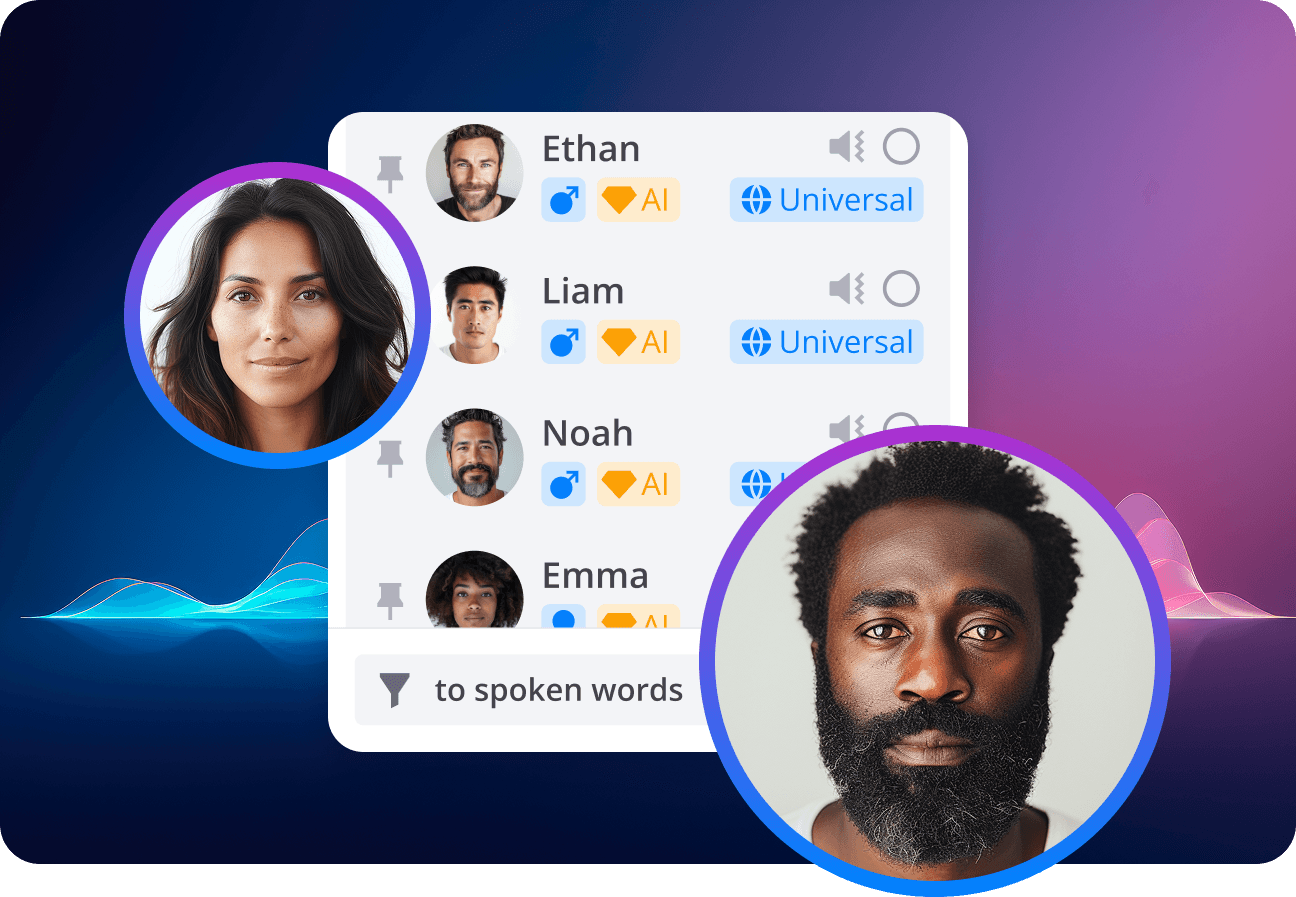 Choose from natural-sounding voices